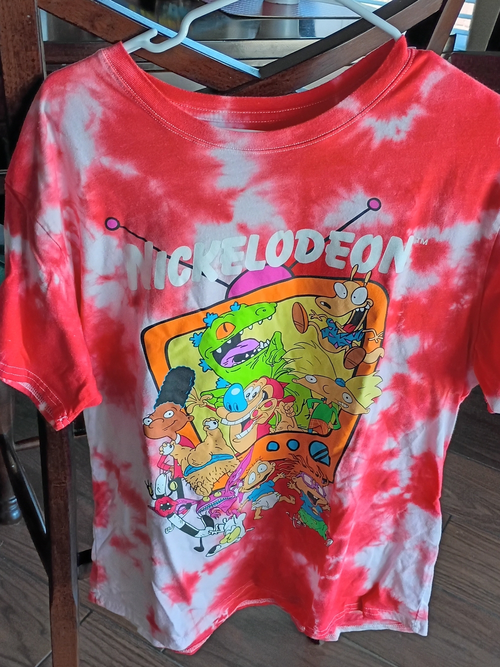 Nickelodeon Kids' Tie-Dye Graphic Tee - Red & White